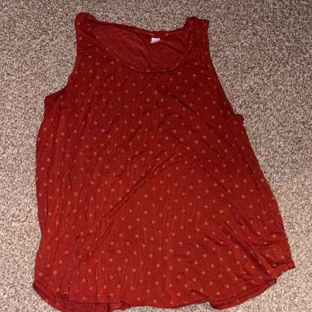 Old Navy Autumn Orange Tank Top with Subtle Gold Pattern​​